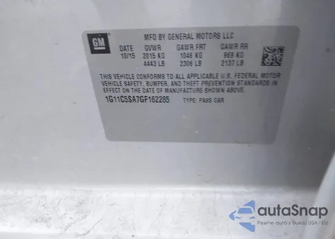 2016 Chevrolet Malibu Limited Lt z USA, uszkodzony, nr VIN 1G11C5SA7GF162285